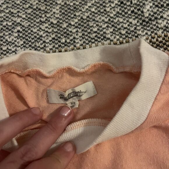 Madewell 100% Cotton Melon / Peach Ringer T-shirt XS - Picture 3 of 5